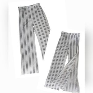 Reformation LPA White High Waist Wide Leg Striped Pants Open Side Medium